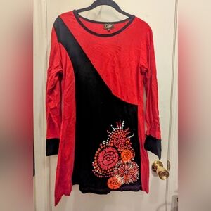 Coline black and red dress 100% cotton L/XL